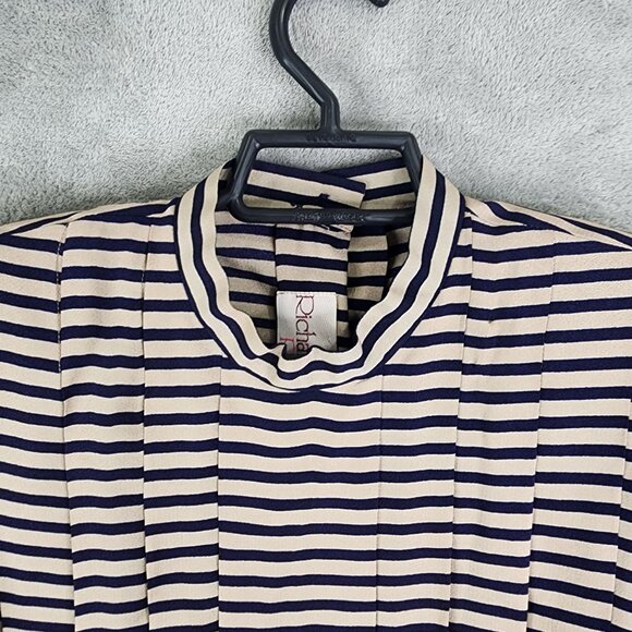 Women's Vintage Richard Warren Petites Blouse Top Striped Long Sleeve Size 8 - Picture 5 of 11